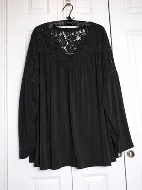 Lane Bryant Lace Blouse 26 28 Bell Sleeve Flowy Romantic Plus